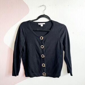 Black Grommet Cardigan Vintage Y2K Punk Grunge Edgy Layering XS